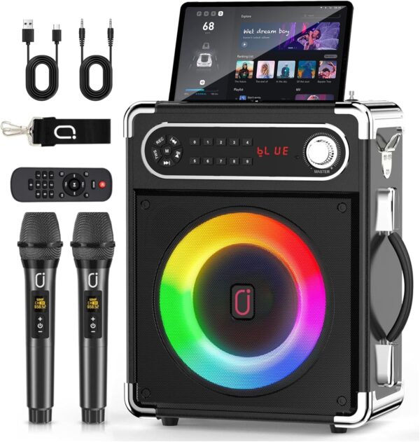 KARAOKE PORTABLE AVEC DEUX MICROS 39€ KARAOKE PORTABLE AVEC DEUX MICROS
