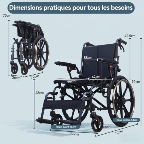 FAUTEUIL ROULANT PLIABLE LEGER AVEC DOUBLE REMBOURRAGE D'ASSISE 12€ FAUTEUIL ROULANT PLIABLE LEGER AVEC DOUBLE REMBOURRAGE D'ASSISE