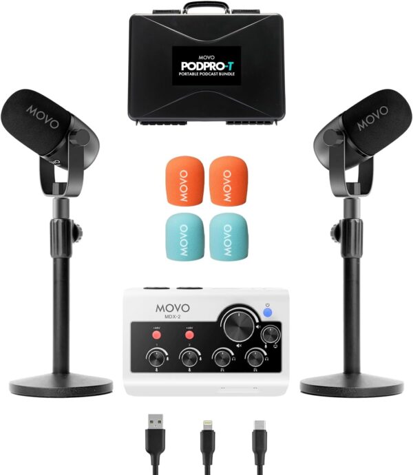 ENSEMBLE D'EQUIPEMENT DE PODCAST PORTABLE POUR IPHONE ET ANDROID